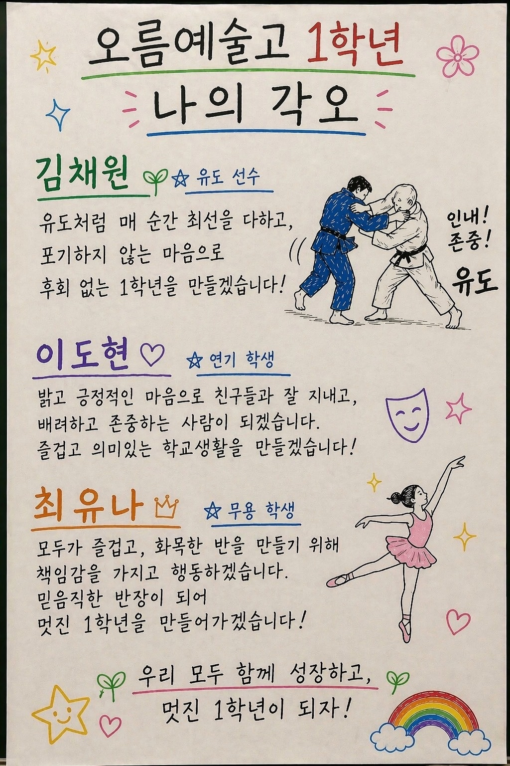 2023년 1학년들의 나의 각오