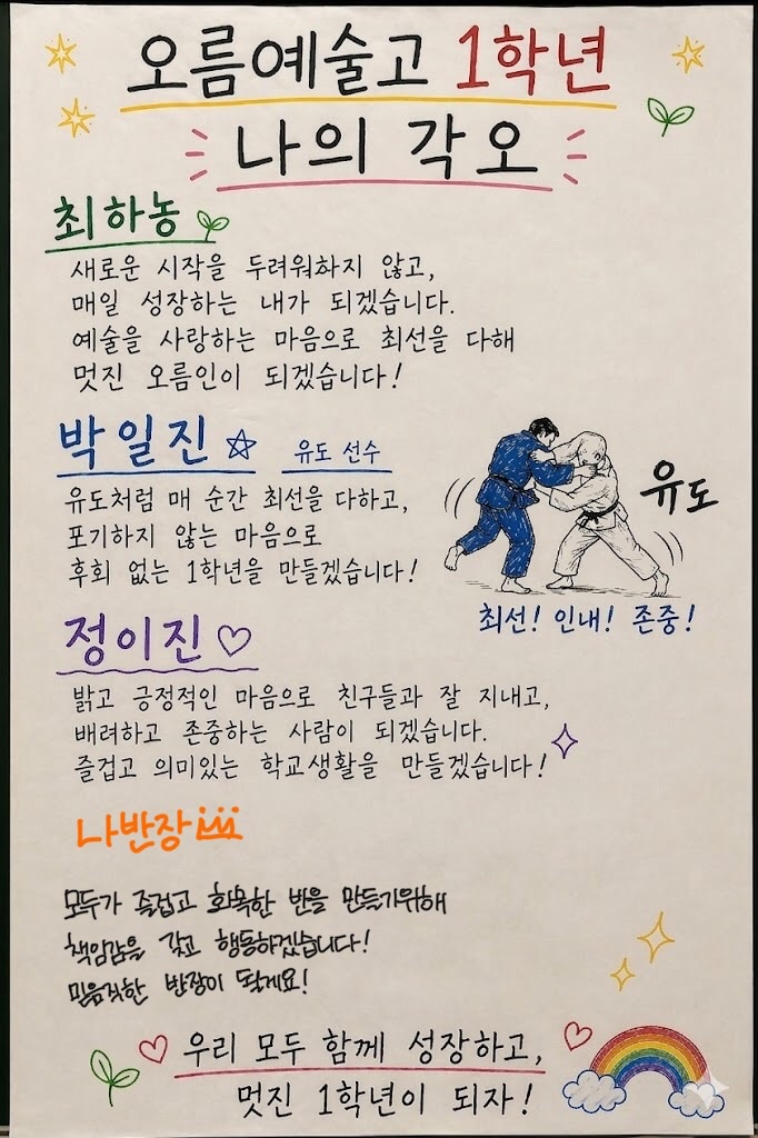 2025년 1학년들의 나의 각오